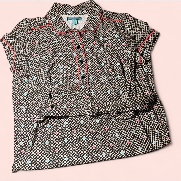 Louie et Lucie Black & Pink Retro Polka Dot Dress w/ Belt, Size Medium - Picture 1 of 7